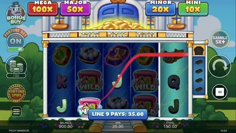 Piggy Mansion - sbírání hotovosti sběrným symbolem
